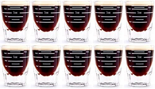 Serendipity Professional Line Marked Measuring Espresso Shot Glasses, 2oz, 10 Pack