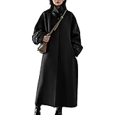 chouyatou Women's Winter Hidden Single Breasted Wool Coat Raglan Sleeve Business Long Wool Overcoat