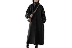 chouyatou Women's Winter Hidden Single Breasted Wool Coat Raglan Sleeve Business Long Wool Overcoat