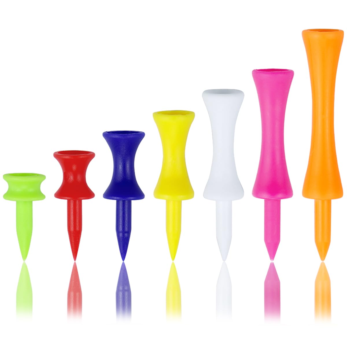 Zivisk Plastic Golf Tees Mixed Size Castle Tees Golf 140 Count 25mm, 32mm, 38mm, 44mm, 51mm, 57mm, 70mm