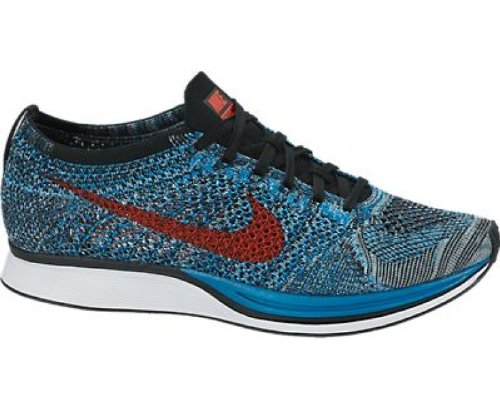 NIKE Mens Flyknit Racer, Neo Turquoise/Bright Crimson-Glacier Ice, 13 M US