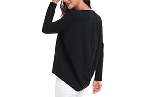 HeyNuts Long Sleeve Shirts for Women Boat Neck Loose Fit Soft Casual Tops Relaxed Shirts
