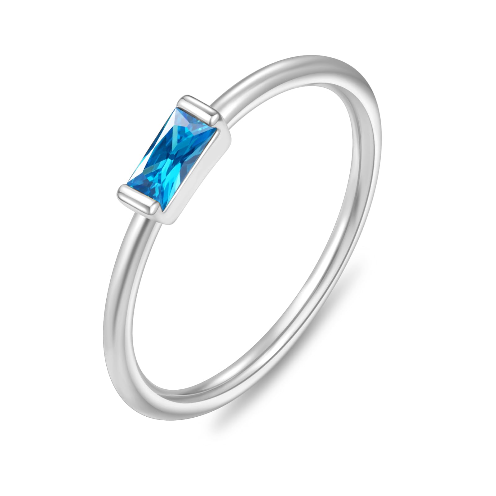 RLMOON Birthstone Ring for Women Non Tarnish Silver
