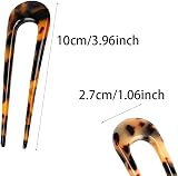 PREMJCROY 2 Pcs U Shaped Hair Pins Tortoise Shell French Style 2 Prong Updo view 3