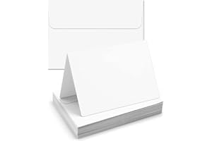 Poever Blank-Cards-and-Envelopes 60 Pack - 5 x 7 Folded Cardstock with A7 White Envelopes-for-Invitation, Heavyweight Blank-Note-Cards-and-Envelopes Self Seal Printable for Greeting Party Birthday