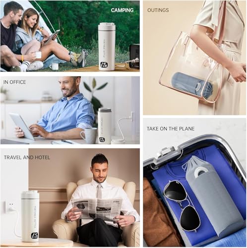 Gywjioy Portable Electric Kettle, Travel Electric Cup， Temperature Controls and LCD Display, 316 Stainless Steel and 450ml, 6 Temperature Controls and LCD Display，Auto Shut Off & Boil Dry Protectio
