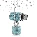 Techkey USB Flash Drive,Bling Rhinestone Diamond Crystal Glitter Lipstick Case Shining Jewelry Necklace,16GB,Lake Blue