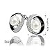 Scheppend Loop Gold Plated Black Paint White Crystal Rhinestone Pearl Earring Studs