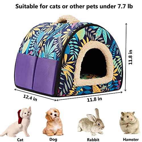 Cat Beds for Indoor Cats, Cat House Cat Tent Bed Cat Cave for Indoor Cats Clearance Self Warming 2 in 1 Foldable Cozy Cats Small Pets Puppy Kittens Bed Tent Soft Removable Washable Cushioned Pillow