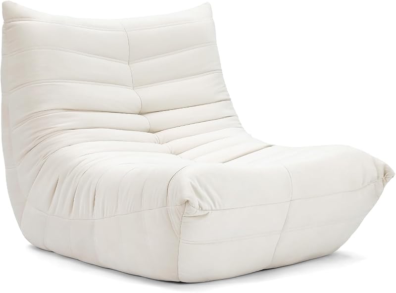 Vesgantti Togo Fireside Chair Beige Suede Lounge Ergonomic Lumbar Support