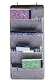 Elegant Wonders 4 Pocket Fabric Wall Organizer for House, Closet Storage and Office with Wall Mount Or for Hanging Over The Door Or Cubicle. WallPockets Accessory by EW. [Gray]