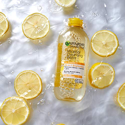 GARNIER MICELLAR WATER WITH VITAMIN C, FACIAL CLEANSER & MAKEUP REMOVER, BRIGHTENING & HYDRATING, FOR ALL SKIN TYPES, VEGAN, CRUELTY FREE, 13.5 FL OZ (400ML), 1 COUNT