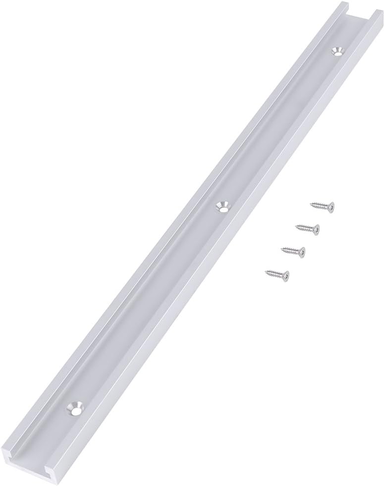 T-Slot Track, 400mm Durable Aluminum Alloy T-Slot Track T-Track with 4 Self-Taping Screws for Radial Arm Saw/Drill Press/Woodworking/Workbench