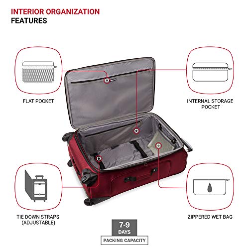 SwissGear Sion Softside Expandable Luggage, Burgandy, CheckedLarge 29