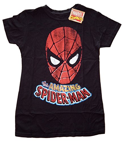 Marvel Comics The Amazing Spiderman Foil Junior's Black T-shirt M