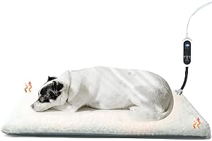 loapooet Pet Heating Pad for Dogs and Cats,Heated Dog Mat,Heated Cat pad with Prevention of Chewing, House Heater Pet Bed Indoor with LED Display Screen,40F-140F Temperature Regulation