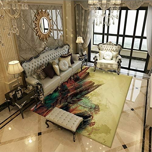 Colorful Feathers And Leaves Pattern, Nordic Style Washable, Suitable For Living Room Study Bedroom, Carpet Living Room Simple And Modern, Polyester, Two Sizes Indoor decorations ( Size : 120*160cm )