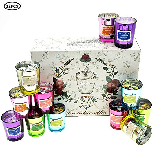 LucaSng Scented Candles Gift Set, Natural Soy Wax Candles 2 Oz Unit Jar Candles Women for Stress Relief and Aromatherapy 12 Pack
