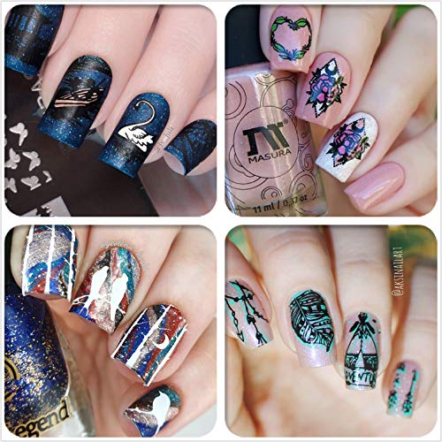 Nail Stamping Plate Stamper Plates - Ejiubas Double-sided Stamping Plates Set 3Pcs Nail Art Stamp Templates Nail Art Design EJB-X17 X18 Blackqueennaildesign - Thumbnail 2