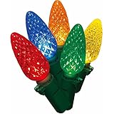 Holiday Essence Led Christmas Multi Color Lights 60 C6 Faceted LED Decorative String Light Set Indoor and Outdoor Use - Energy Efficient LED Bulbs with Green Wire, UL Listed Professional Grade