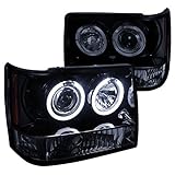 Spec-D Tuning 2LHP-GKEE93G-TM Jeep Grand Cherokee 4Dr Dual Halo Led Projector Headlights Smoked