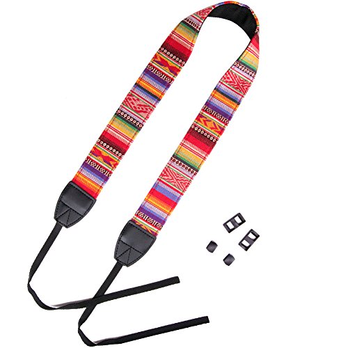 Wolven DSLR/SLR Camera Neck Shoulder Strap Belt Canvas Digital Camera Strap For Nikon Canon Samsung Pentax Sony Olympus Leica ETC (Red Stripe Pattern)