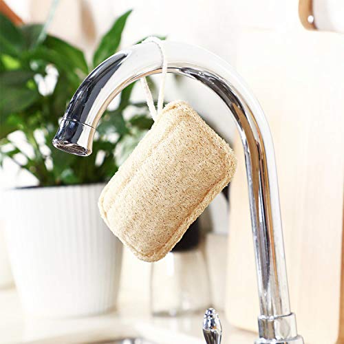 Natuurlijk serviesgoed, spoelspons, spons, vaatwasser, spons met koord, Luffaplantenvezel, keukenspons, keukenreiniging… - Afbeelding 7