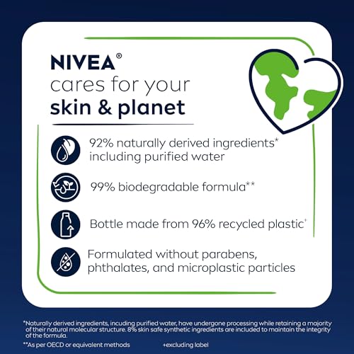 NIVEA MEN MAXIMUM HYDRATION BODY WASH FOR DRY SKIN, ALOE VERA ENRICHED, 3-IN-1 MOISTURIZING BODY WASH, FACE AND HAIR, PARABEN FREE, VEGAN FORMULA, 16.9 FL OZ BOTTLE, PACK OF 3