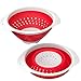 Vremi 5 Quart Collapsible Colander - BPA Free Silicone Food Strainer with Plastic Handles - Heavy Duty Foldable Heat Resistant Pasta and Veggies Kitchen Drainer Steam Basket - Dishwasher Safe - Red