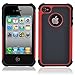 Pasonomi iPhone 4 Case-Premium Heavy Duty Hybrid Shockproof Durable Bumper Armor Cover for Apple iPhone 4S/4(Red)