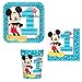 Mickey Mouse Fun To Be One Mega First Birthday Party Supplies Pack for 16 Guests with Tableware, Candle, Decorations and Exclusive Pin
