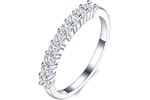 Obiyos Classic Nine Diamond Design 0.2 Carat High Carbon Diamond Women's Engagement, Wedding Ring 925 Sterling Silver Ring, Stackable