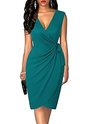 oten Women Deep V Neck Work Bodycon Dresses Tummy