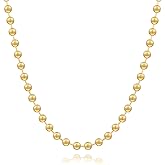 JNF Chunky Big Beaded Necklace for Women Puffy Heart Choker Necklace Large 14k Gold Plated Ball Chain Necklaces Beads Statement Jewelry Gift