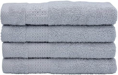 GraceAier Soft Comfortable Cotton Hand Towels Set (4-Pack, 13 x 29 Inches) - 100% Cotton, Multipurpose Use for Bath, Face, Gym, Spa, Family (HAND 4PK, Light gray)