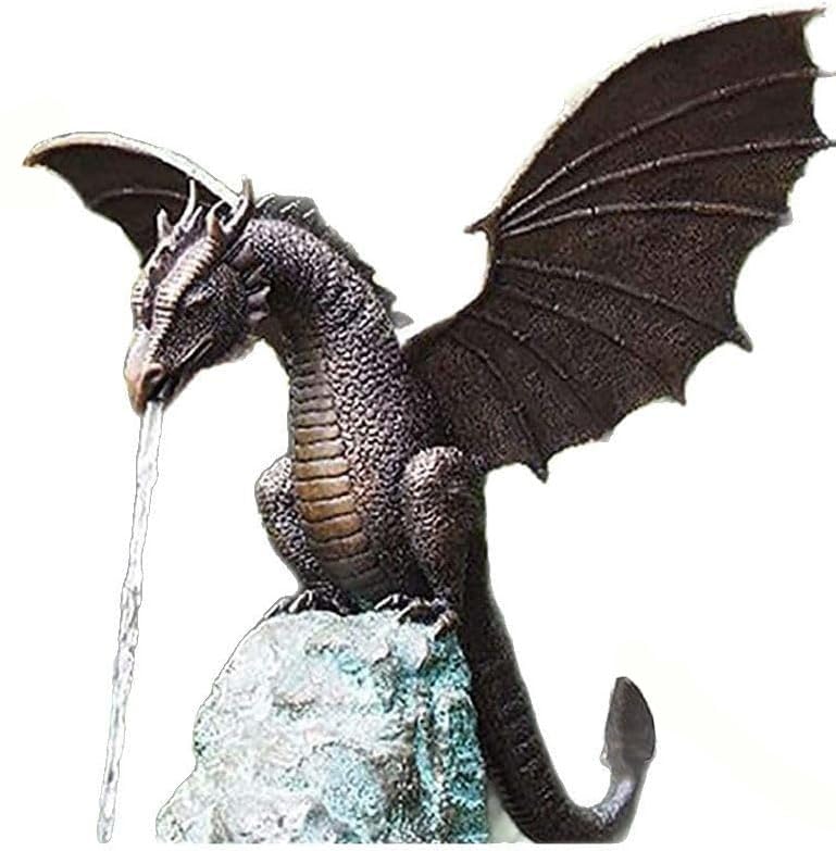 Ghzste Outdoor Garden Dragon Statue Fountain – Handcrafted Dragon Water Feature for Small Ponds, Yard Decor, and Garden Ornaments – Unique Dragon Craft Decoration for Outdoor Spaces