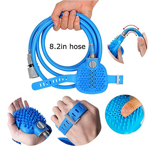 Sanlan Pet Bathing Tool, Massage and Scrubber in-One for Dog cat pet Shower Sprayer, Adjustable Handheld Grooming Shower Head Brush for Indoor and Outdoor