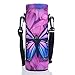 AUPET Water Bottle Sling Bag Carrier Crossbody Sleeve,Insulated Neoprene Bottle Case Holder Pouch Cover 500ML/17oz with Shoulder Strap for Walking Women Men (Purple Butterfly)
