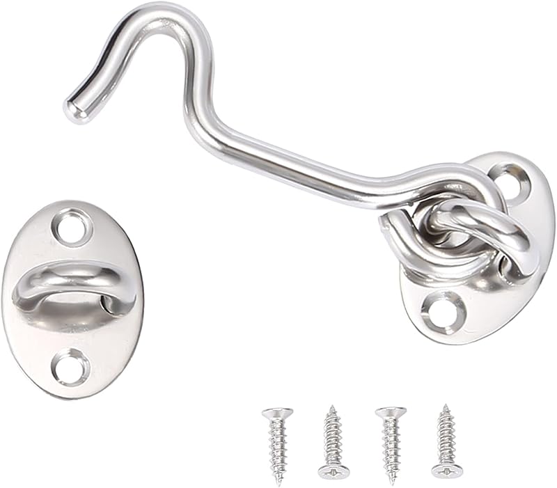 LIYUABU 3 Inch Stainless Steel Hook Eye Latch Gate Barn Door Lock with Screws