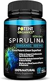 Eco-Pure Spirulina 500 mg – Organic, 100% Vegetarian & Non-GMO – No After Taste and Easy to Swallow Pills – Non-Irradiated Superfood Tablets – 180 Powder Capsules – Made in USA