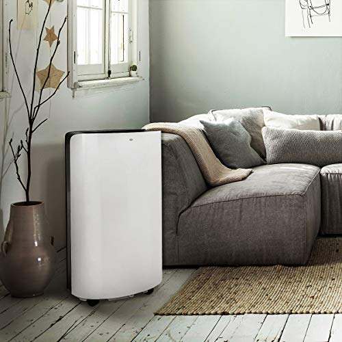 Ensue 14,000 BTU 4in1 Portable Air Conditioner Dehumidifier Heater Fan LCD Super Quiet AC Timer Vent Kit with Remote Control, White