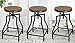 eHemco Adjustable Swivel Metal Kitchen Counter Height Barstool with Wood Veneer Seat, Black, Set of 3