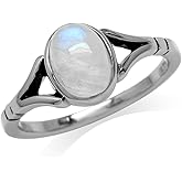 Silvershake 8X6mm Oval Shape Cabochon Gemstone Antique Finishing or Yellow Gold Plated 925 Sterling Silver Solitaire Casual Ring Jewelry for Women