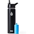 Clearly Filtered 20oz Water Bottle/Targets 220+ Contaminants/Double-Wall Insulated Stainless Steel Filtered Water Bottle BPA/BPS-Free Phthalate-Free Filters Fluoride Lead Chlorine (Black)