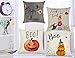 Dreampark Halloween Pillow Covers 18x18, Halloween Decoration Square Cotton Linen Burlap Decorative Throw Pillowslip Cushion Covers with Pumpkin Little Witch Decor Set of 4