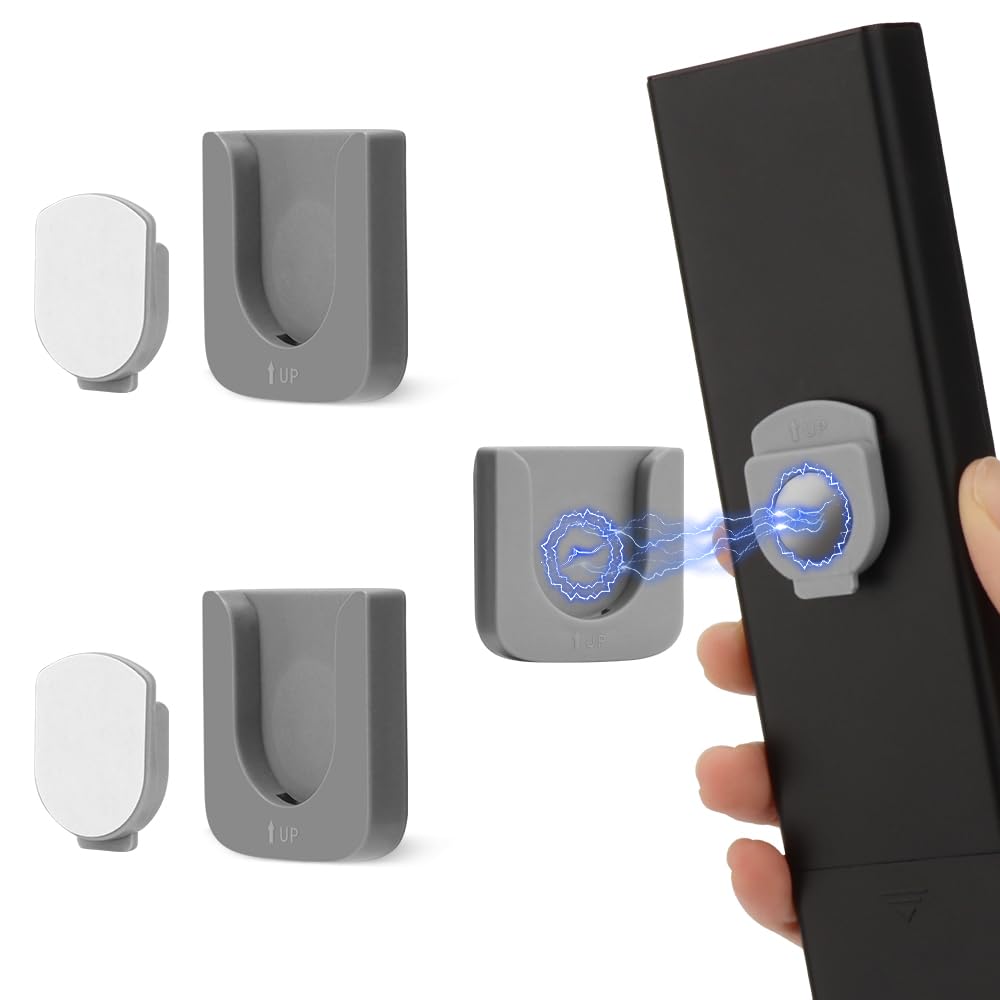 FIDWALL Magnetic Remote Control Holder Wall Mount, Innovative Slot Design for Effortless Organization of Home, Office, and School Supplies - Organize and Fix Remotes with Ease (Gray, 2 pack)