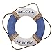 Life Ring Swim Tube Welcome Door Sign, Welcome on Board Nautical Wall Decor, Blue and White (12.5 in)