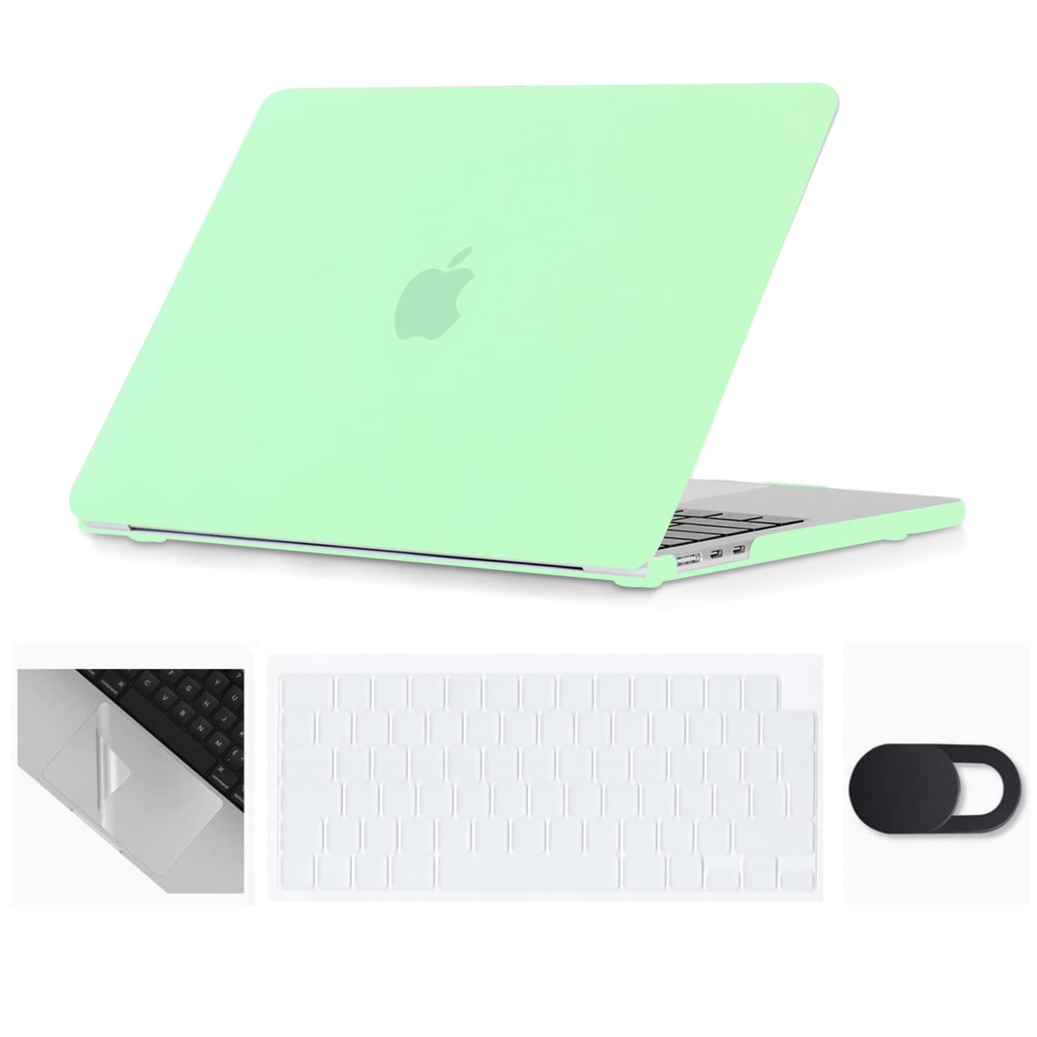 Se7enline Compatible with MacBook Air 13.6 inch Case M4/M3/M2 2022-2025 for Mac Air 13-inch A2681/A3113/A3240 Laptop Hard Shell Case with Keyboard Cover & Webcam Cover & Trackpad Protector,Melon Green — image 1