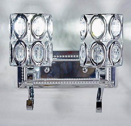 Top Lighting 2-Light Chrome Finish Wall Sconce Lights Chandelier Wall Lamp with Crystal Shade W11"xH10"