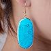 SUNYIK Women's Blue Howlite Turquoise Oval Dangle Earrings Gold Plated